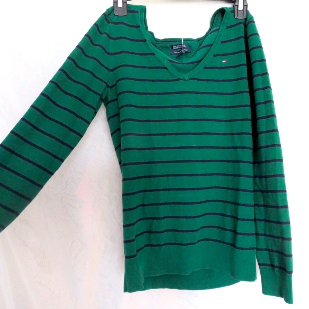 THRIFTED Tommy Hilfiger green striped shirt
